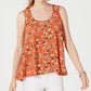 Top feminino sem mangas estampado estilo &amp; co, decote alto e baixo, vermelho, tamanho grande