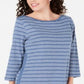 Blusa feminina Karen Scott de algodão listrada com bainha ventilada, azul, tamanho XX-G