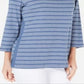 Blusa feminina Karen Scott de algodão listrada com bainha ventilada, azul, tamanho XX-G