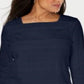 Blusa de noite feminina Karen Scott com manga 3/4, azul, tamanho pequeno