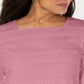 Karen Scott Blusa feminina com decote quadrado e listras de renda, rosa, tamanho X-S