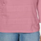 Karen Scott Blusa feminina com decote quadrado e listras de renda, rosa, tamanho X-S