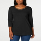 Top feminino com contas Karen Scott, preto, tamanho XX-G