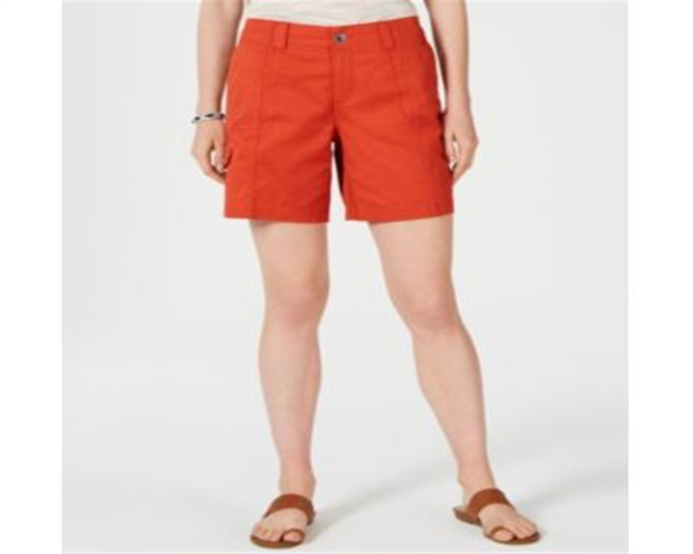 Shorts cargo femininos estilo &amp; co, cintura confortável, laranja, tamanho 4