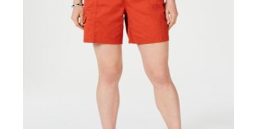 Shorts cargo femininos estilo &amp; co, cintura confortável, laranja, tamanho 4