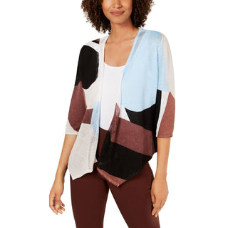 Cardigan Alfani Feminino Colorblocked Frente Aberta Azul Tamanho Médio