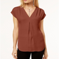 Blusa plissada feminina INC International Concepts marrom tamanho pequeno