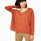 Suéter feminino de cashmere puro com decote em V Charter Club, marrom, tamanho XS