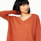 Suéter feminino de cashmere puro com decote em V Charter Club, marrom, tamanho XS