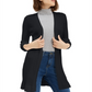 Cardigan feminino canelado aberto Maison Jules, preto, tamanho grande