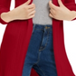 Cardigan feminino canelado aberto Maison Jules, vermelho, tamanho X-S