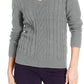 Karen Scott Suéter feminino de tricô com gola redonda, cinza, tamanho X-S