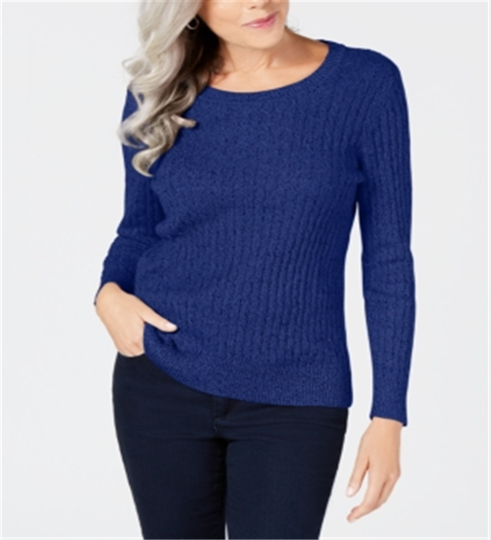Karen Scott Suéter Feminino de Algodão e Malha Marmorizada Azul Tamanho XS