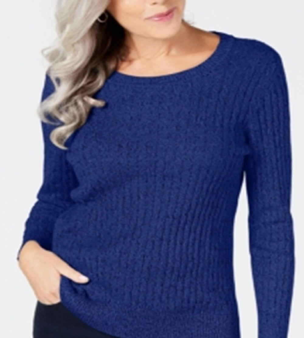 Karen Scott Suéter Feminino de Algodão e Malha Marmorizada Azul Tamanho XS