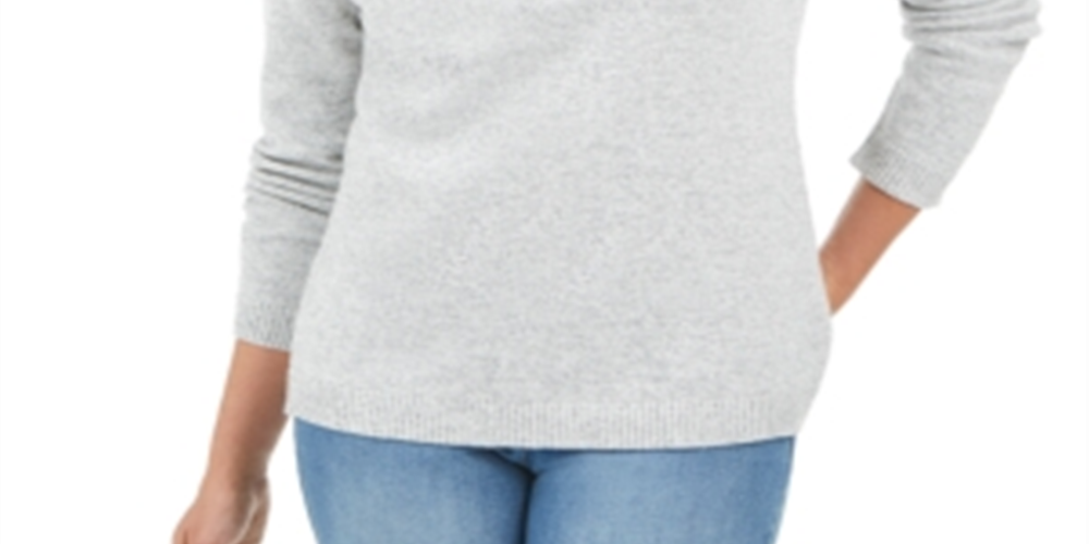 Karen Scott Suéter Henley de Algodão Marmorizado Feminino Cinza Tamanho X-G