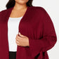 Cardigan feminino Alfani Plus com manga sino para o dia a dia, vermelho, tamanho 0X