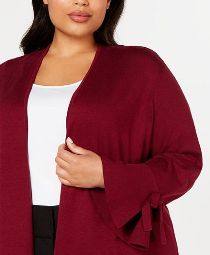 Cardigan feminino Alfani Plus com manga sino para o dia a dia, vermelho, tamanho 0X