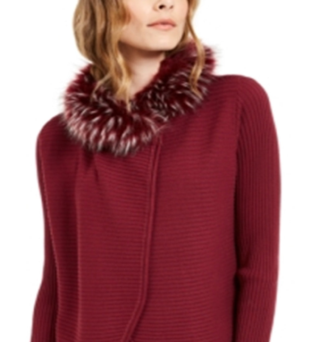 Cardigan Alfani Feminino com Acabamento em Pele Sintética Vermelho Tamanho P