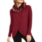 Cardigan Alfani Feminino com Acabamento em Pele Sintética Vermelho Tamanho P