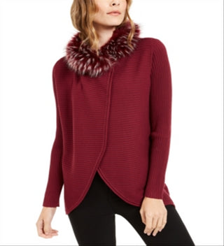 Cardigan Alfani Feminino com Acabamento em Pele Sintética Vermelho Tamanho P