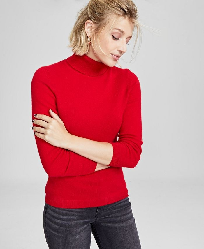 Suéter feminino de cashmere com gola alta Charter Club, vermelho, tamanho pequeno G