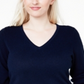 Suéter de cashmere feminino Charter Club Plus com decote em V, azul, tamanho 3X