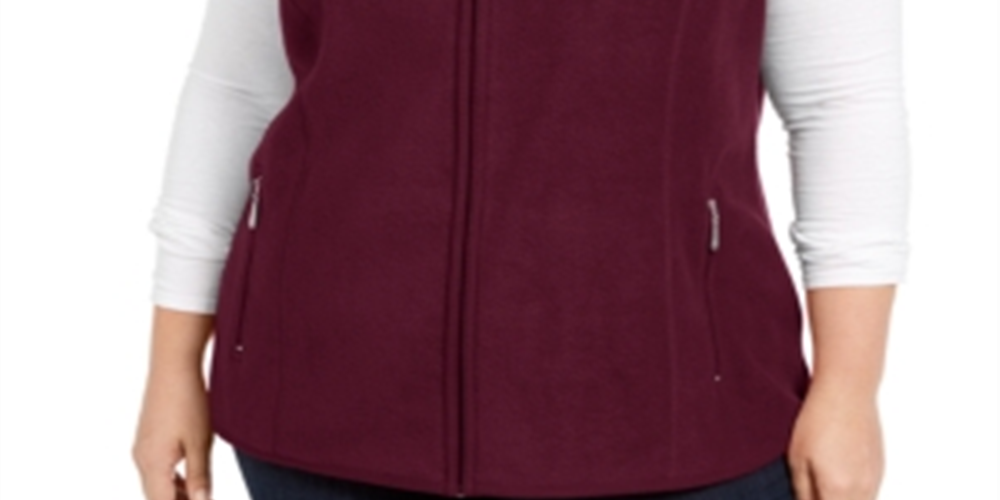 Colete feminino Karen Scott com zíper frontal vermelho tamanho 2X