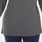 Blusa feminina Karen Scott de algodão com meio zíper e gola simulada, cinza, tamanho médio