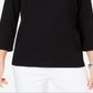 Karen Scott Top de algodão com strass feminino, preto, tamanho pequeno médio