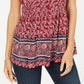 Top peplum estampado com mangas esvoaçantes feminino Style &amp; Co, vermelho, tamanho pequeno