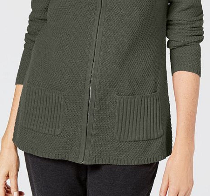 Karen Scott Cardigan Feminino Texturizado com Zíper Frontal Verde Tamanho P