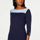 Karen Scott Suéter Feminino de Algodão Colorblock Azul Tamanho XX-G