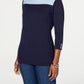 Karen Scott Suéter Feminino de Algodão Colorblock Azul Tamanho XX-G