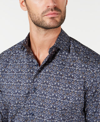 Camisa masculina de algodão com estampa de tapeçaria Tasso Elba, azul, tamanho extragrande