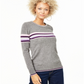 Suéter de cashmere listrado feminino Charter Club, cinza, tamanho médio