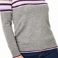 Suéter de cashmere listrado feminino Charter Club, cinza, tamanho médio