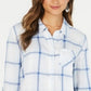 Camisa xadrez feminina de algodão com mangas curtas e abas Style &amp; Co, azul, tamanho pequeno M