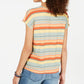 Camiseta feminina listrada com amarração frontal, estilo coral, tamanho GG