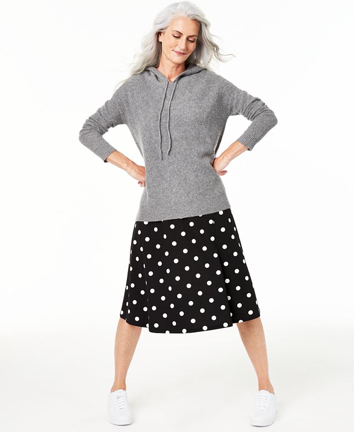 Suéter térmico feminino de cashmere Charter Club com capuz, preto, tamanho grande