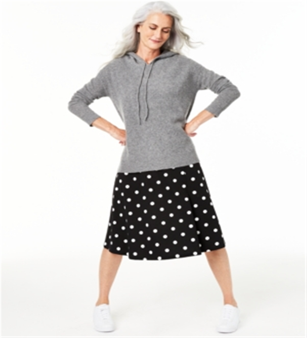 Suéter térmico feminino de cashmere Charter Club com capuz, preto, tamanho grande