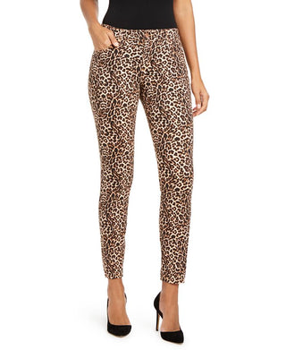 Calça jeans skinny feminina INC International Concepts com estampa de leopardo e ajuste curvilíneo, marrom, tamanho 18