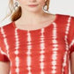 Blusa feminina estilo &amp; co tie-dye com babados e bainha listrada, tingida em laranja, tamanho pequeno extrapequeno