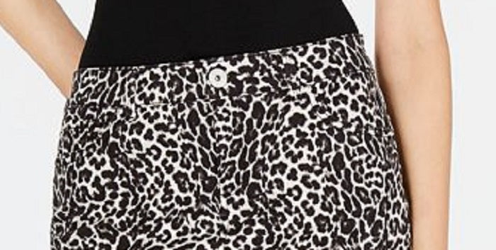 Minissaia jeans feminina com estampa de leopardo da INC International Concepts, azul, tamanho 18