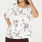 Blusa feminina Alfani com estampa e babados, tamanho pequeno, branca