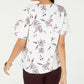Blusa feminina Alfani com estampa e babados, tamanho pequeno, branca