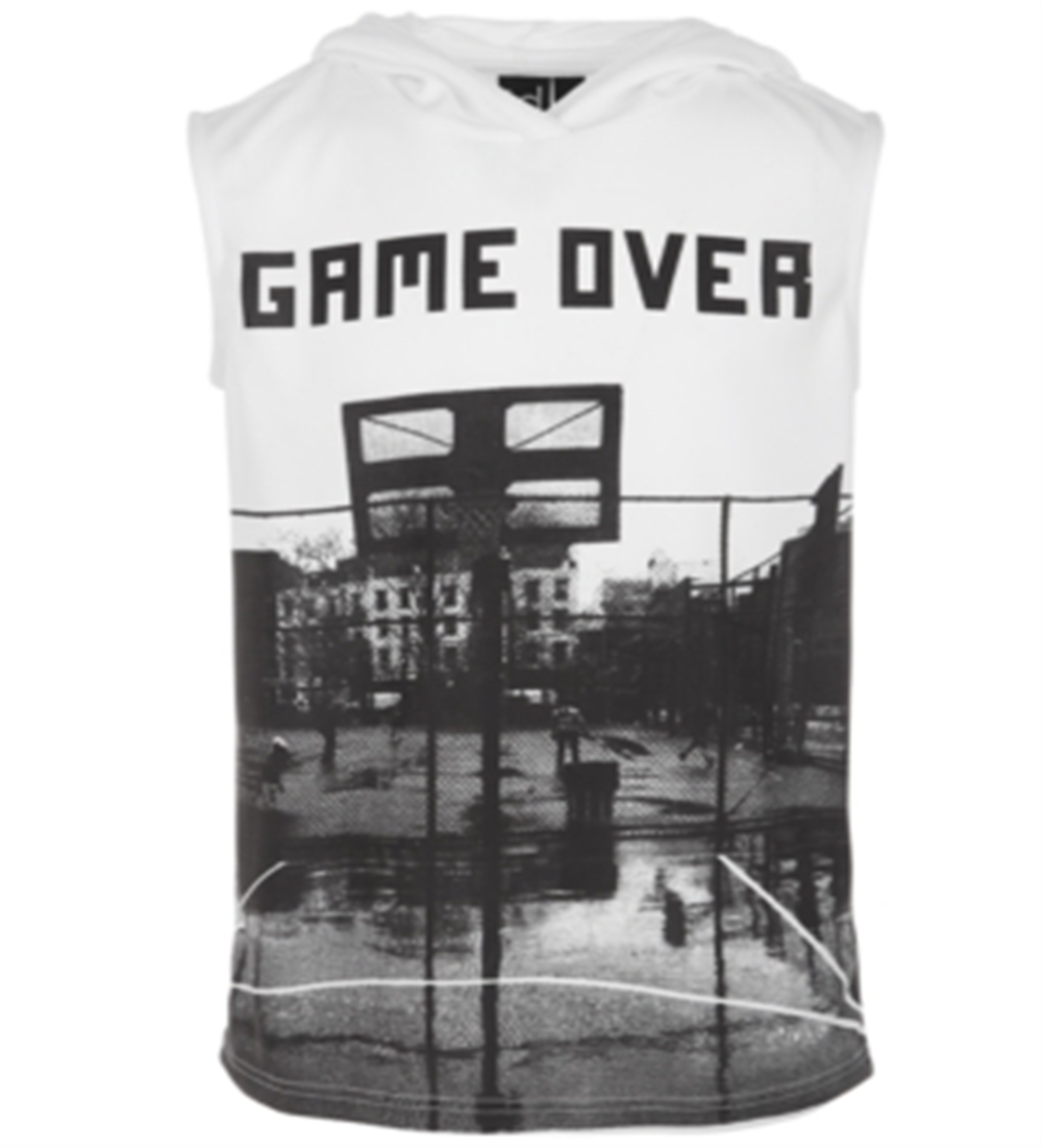 Camiseta regata com capuz e estampa gráfica Ideology Big Boy's, branca, tamanho grande