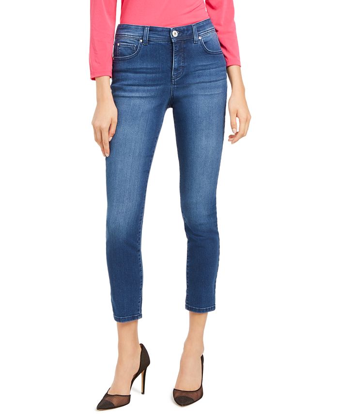 Calça jeans skinny com controle de barriga feminina INC International Concepts, azul, tamanho 4, pequena