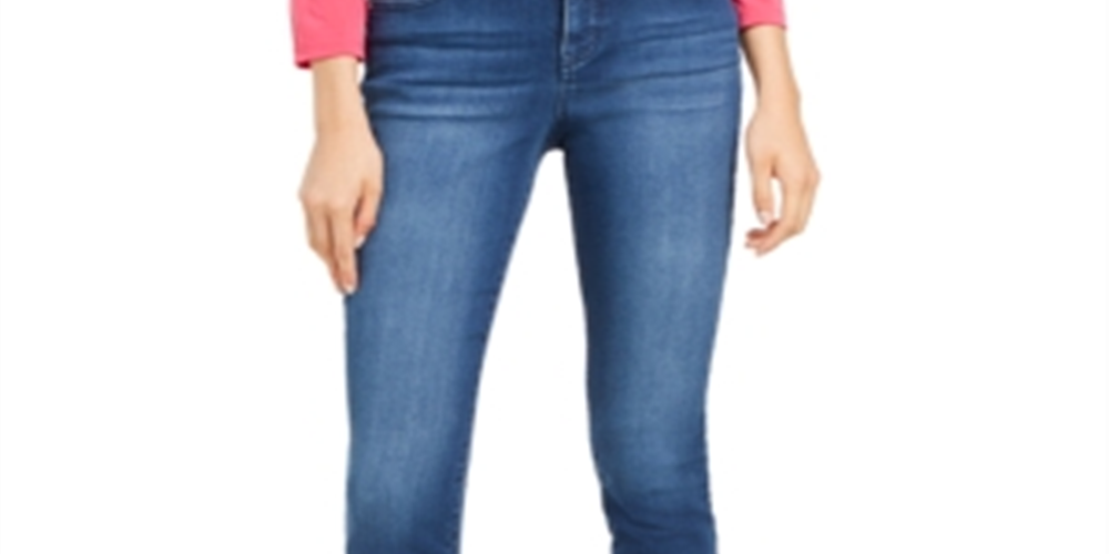 Calça jeans skinny com controle de barriga feminina INC International Concepts, azul, tamanho 4, pequena