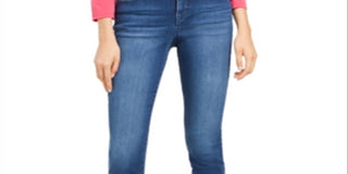 Calça jeans skinny com controle de barriga feminina INC International Concepts, azul, tamanho 4, pequena