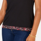 Blusa feminina Maison Jules com mangas bufantes e acabamento estampado, preta, tamanho X-S